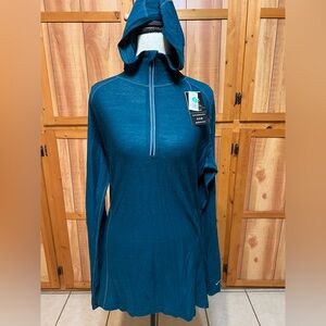 NEW 100% superfine Marino wool green hoodie Large